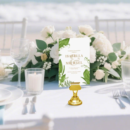 ERYTLLY 24 PK Place Card Holders 1.7 inches Table Card Holder Steel Card Holders for Weddings,Birthdays,Photos, Memo Notes, Restaurants (Gold 24PK)