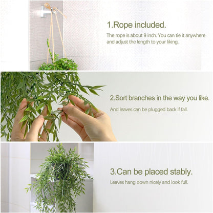 PENGYEE 3 Packs Fake Hanging Plants with Black Pots, 18.5" Artificial Hanging Plants for Wall Decor, Fake Plants Mandala Vine Indoor/Outdoor for Home Bathroom Bedroom Kitchen Office Room Decor