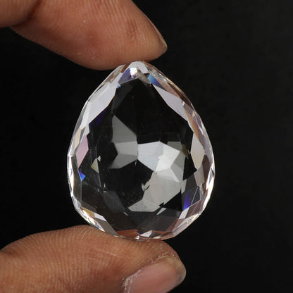 REAL-GEMS Natural White Topaz Loose Gemstone 57 Carat Approx Pear Cut Certified Faceted Stone For Jewelry Making And Collectors