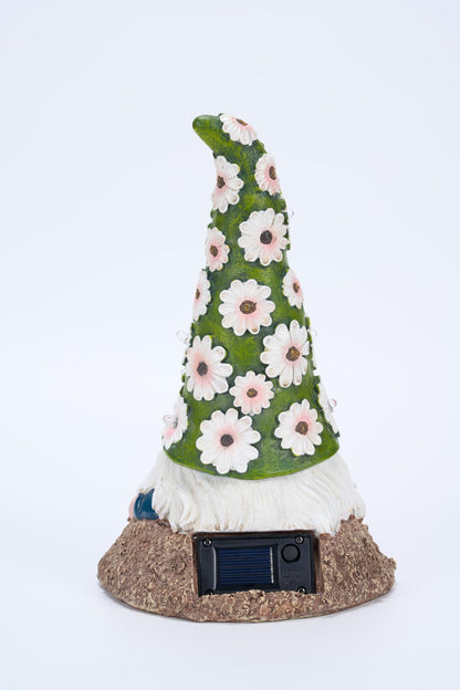 hobbyhaha Garden Gnome Solar Light Outdoor Statue, Decorative Lawn Ornament for Patio, Balcony, Yard, Housewarming Gift