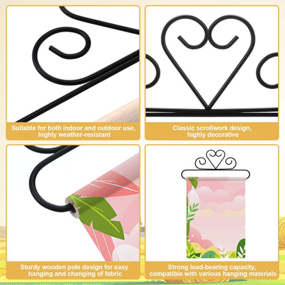 Shimeyao 2 Pcs Garden Flag Wall Hanger 12 Inch Garden Flag Holder Fabric Banner Hanger for Outdoor Decoration, Quilters Display for Storage Draping (Heart)