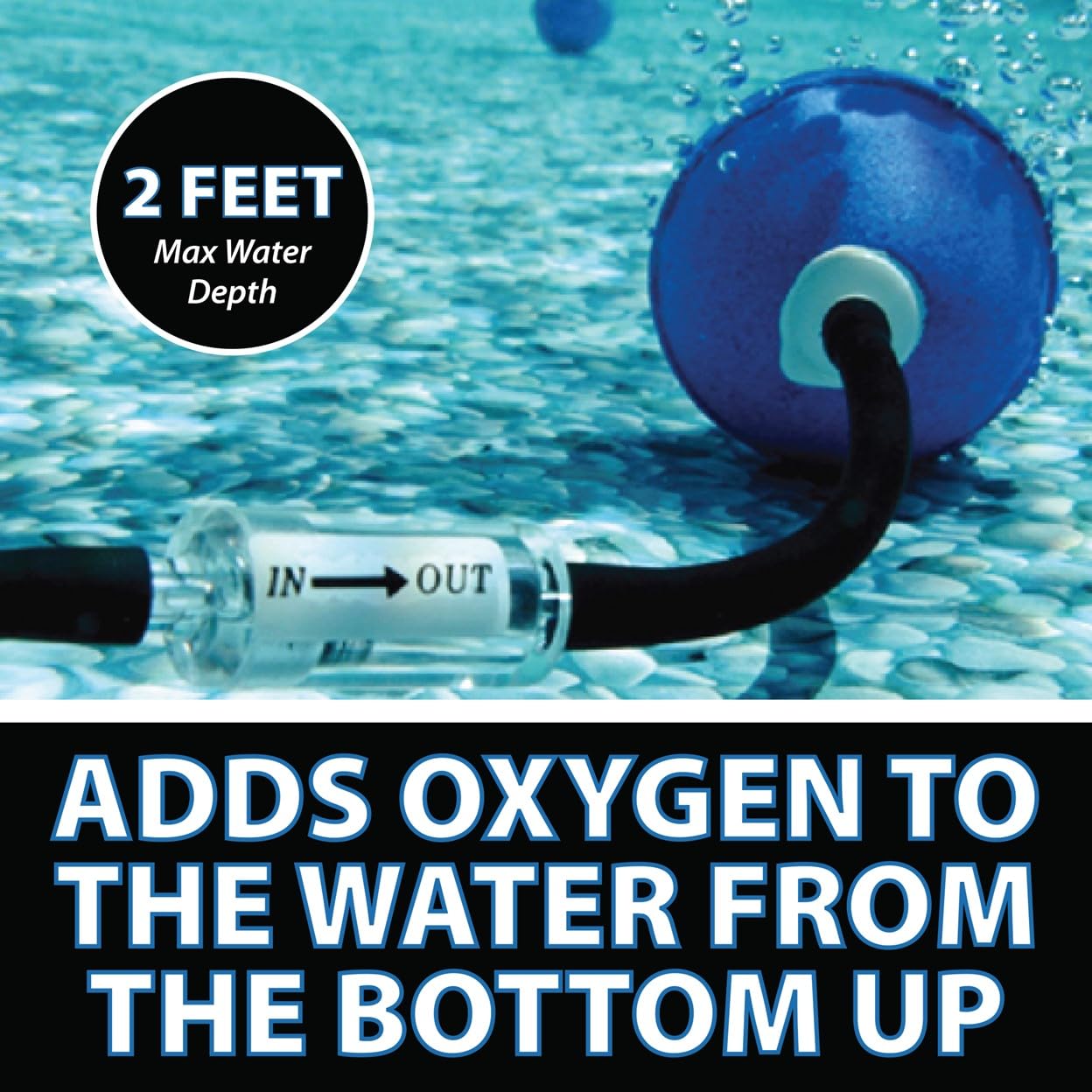 CrystalClear PondAir 2, Complete Aeration Kit, Whisper Quiet Water Garden Oxygenation Bubbler System Adds Oxygen to Koi & Fish Ponds, Outdoor Aerator Compressor Pump, Tubing & 2 Air Submersible Stone