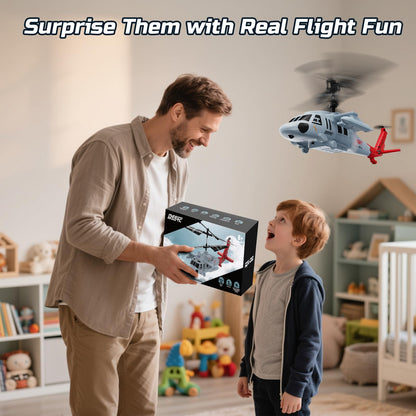 DEERC Black Hawk RC Helicopter,2.4GHz Remote Control Helicopter with 2 Batteries,26 Mins Flight,Indoor Helicopter Toy for Kids Adults,One-Key Take off,LED Light,Altitude Hold,Flying Gift for Boys 8-12