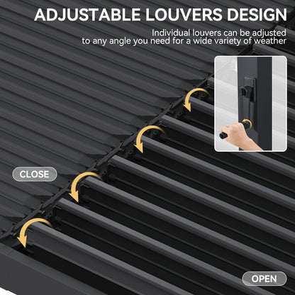 Aoxun Louvered Pergola 12' x 16' Outdoor Aluminum Pergola with Adjustable Top for Decks, Gardens and Backyards, Gray