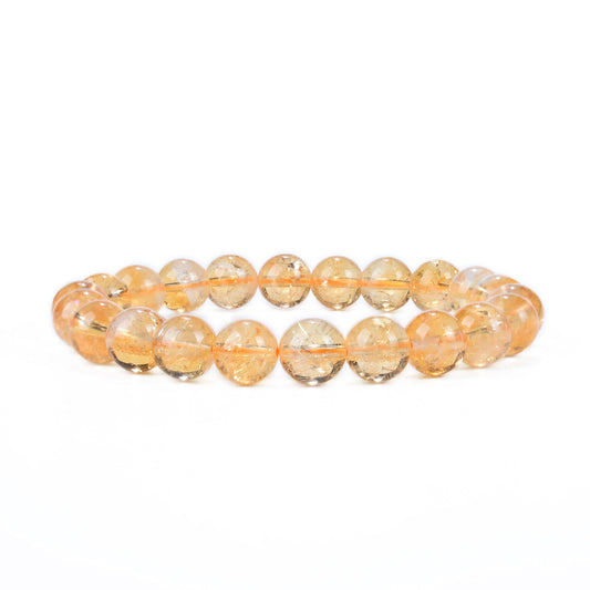 Cherry Tree Collection Citrine Beaded Bracelet – Genuine 8mm Gemstone Stretch Bracelet for Men & Women – Handmade Crystal Bracelet - (Citrine - S)