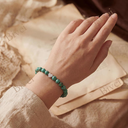 Bivei 6mm African Turquoise Crystal Stretch Bracelets for Women, Handmade Natural Stone Beaded Bracelet, Yoga Protection Jewelry Gift