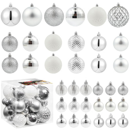 LANGXUN 36pcs Silver Christmas Tree Decorations Balls, Bolas De Navidad, 2025 Christmas Decor, Indoor Outdoor Shatterproof Christmas Ornaments, Xmars Party Wedding Suppiles