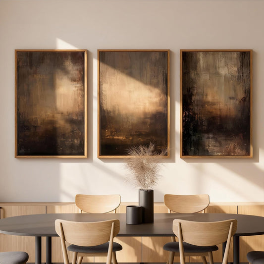 Vaskuro Extra Large Framed 3D Handmade Neutral Art Paintings for Living Dining Room, 3 Pcs Textured Abstract Minimalist Artwork for Wall, Oversized Modern Cozy Decor for Bedroom Office 24x36 In