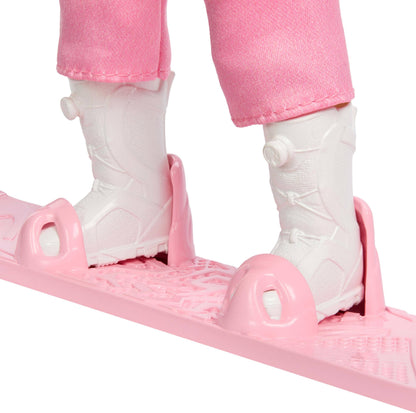 Barbie Careers Snowboarder Doll Wearing Pink Snow Jacket, Pants & Boots with 10+ Accessories Including Color-Change Snowboard