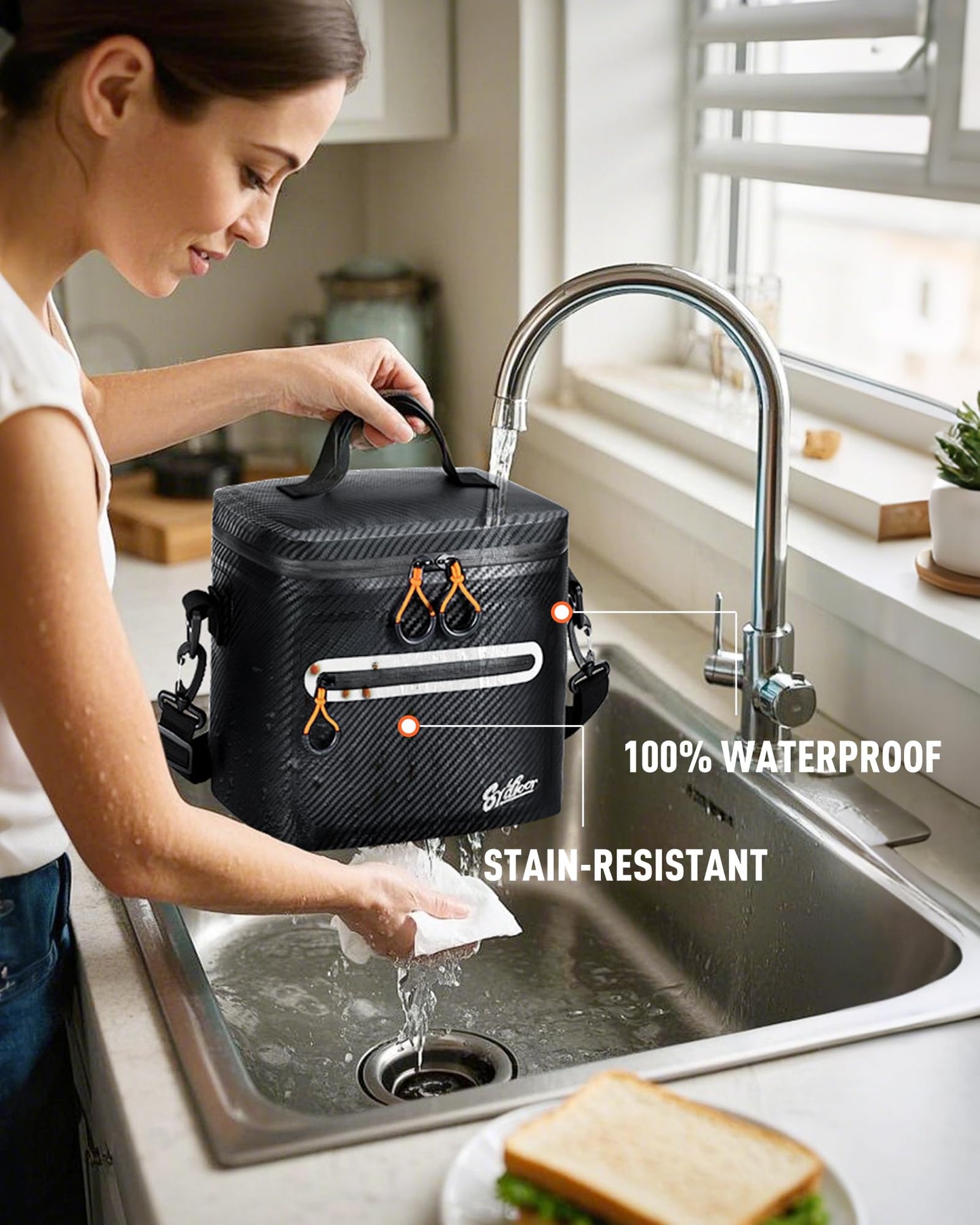 Mini Cooler Lunch Bag, 7 Can Insulated Ice Chest Box for Men Women, Waterproof, Leak-Proof, Portable Lunch Box for Work, Beach, Drink, Travel, Camping, Picnic (Small, Black)