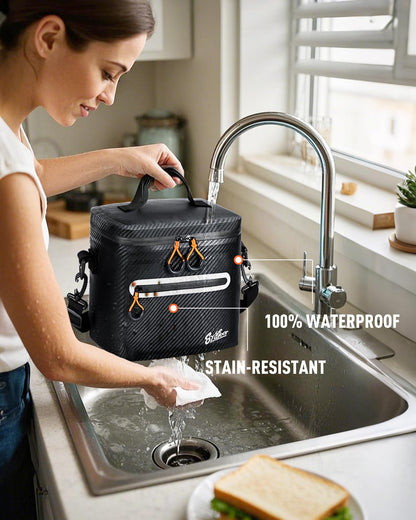 Mini Cooler Lunch Bag, 7 Can Insulated Ice Chest Box for Men Women, Waterproof, Leak-Proof, Portable Lunch Box for Work, Beach, Drink, Travel, Camping, Picnic (Small, Black)