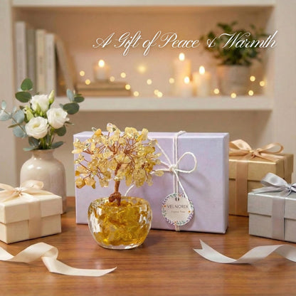VELNORIX Citrine Crystal Tree of Life - Natural Gemstone Feng Shui Bonsai - Healing Crystals Decor for Home Office, Attract Wealth & Success - Spiritual Gifts for Men & Women (Yellow)