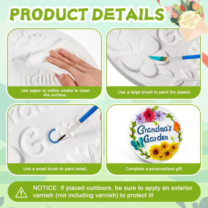Juexica DIY 9.5 Inch Grandma's Garden Stepping Stone, Woman Gifts for Mom, Paint You Own Garden Stepping Stones, Woman Gifts for Nana,Stepping Stones(Grandma,9.5 Inch)