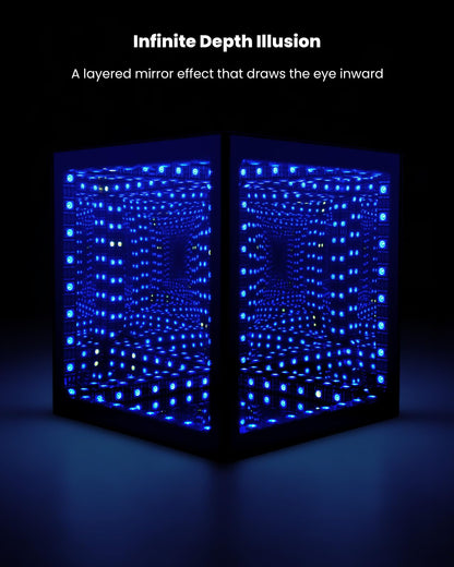 Nobiggie Infinity Mirror Cube Ambient Lighting, 3D Deep Space RGB LED Mood Light with Music Rhythm Sync, Futuristic Hypercube Decor for Home, Bedroom & Living Room (Space Black, Plus - 6 Inch)