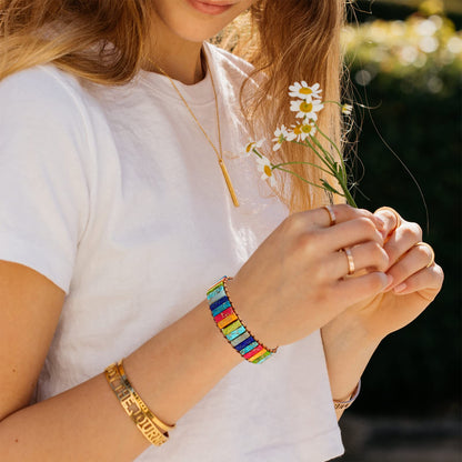 Plumiss Leather 7 Chakra Handmade Imperial Jasper Wrap Adjustable Bead Bracelet for Women Men