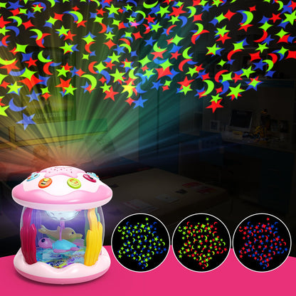 Letapapa Baby Toys 6 to 12 Months, 4 in 1 Ocaen Rotating Projector, Tummy Time Light Up Musical Toys for 6 7 8 9 12-18 Months, Educational Birthday Gifts for Baby Infants 1 2 Year Old Girls(Pink)