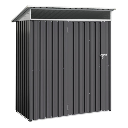 Shintenchi 5x3 FT Outdoor Storage Shed with Window, Outdoor Waterproof Storage Shed Metal Garden Shed with Lockable Single Door, Weather Resistant Tool Storage House Shed for Garden,Backyard,Dark Gray