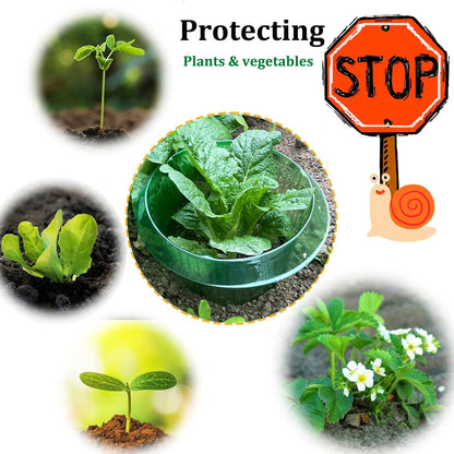 Fshow Garden Cloches，5 Pack Plastic Slug & Snail Plant Protection Collars, Snail Defense Without Chemistry, Planting Rings Protects Plants to Get Better.