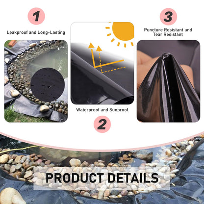 PAULOZYN Pond Liner 13 X 20 Ft, 20 Mil Pond Liners for Outdoor Ponds HDPE, Fish Pond Liner, High Preformed Easy Cutting for Koi Ponds, Garden Landscape, Fountain, Waterfall, Streams