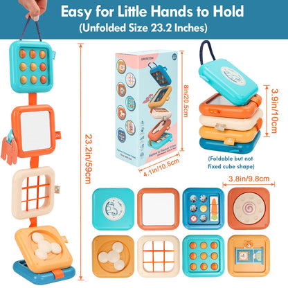 GRESEESM Montessori Busy Board for 1 Year Old, Toddlers Travel Toys for Ages 1–3, Sensory Activity Board for Airplane and Car, Baby Gifts for Boys Girls, Easter Basket & Stocking Stuffers