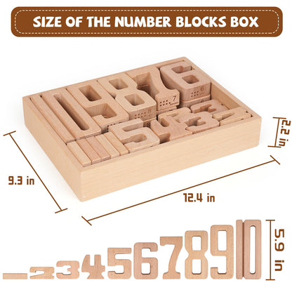 GHOOI Large Wooden Number Building Blocks, Number and Counting Blocks,Balance and Stacking Blocks,32 Pcs Math Blocks,Educational Toys for Toddlers,Preschool Math Toys, Recognition Toys
