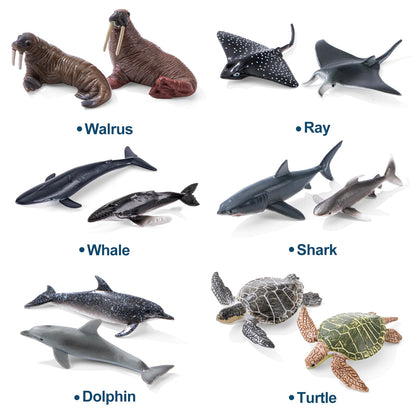 THINKBAY 36PCS Sea Animal Toys with Shark, Whale, Octopus & Other Ocean Animal FigurinesToys for Kids, Ocean Theme Cake Toppers Party Favors Birthday Gift for Boys Girls