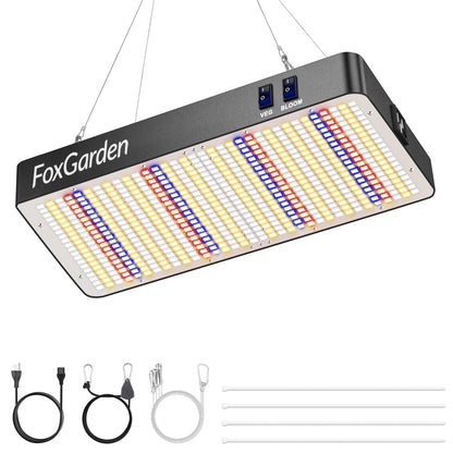 FOXGARDEN 1000W LED Full Spectrum 2×2ft Coverage Grow Light for Indoor Plants, 680PCS LEDs, Dual Built-in Fans, Daisy Chain Function, Veg & Bloom Dual Mode, Ideal for Seed Starting