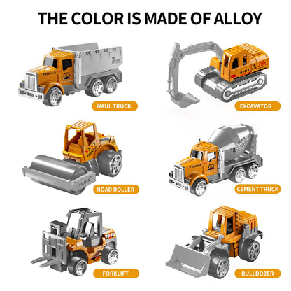 TEMI Construction Truck Set with Play Mat, Carrier Truck Toys for Kids Toddlers, Die-Cast Metal Toy Car Set, Christmas Birthday Gift for Age 3 4 5 6 + Years Old Boys Girls