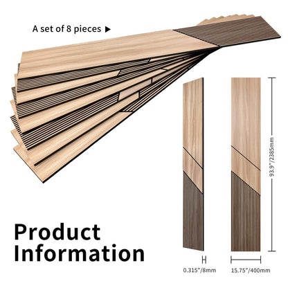 SSHENGYA 8-Pack Teak Wood Grain 3D Wall Panels with Adhesive, Peel and Stick PVC Wall Tiles for Accent Wall, Covers 82.15 Sq Ft for Luxury Living Room & Bedroom Decor