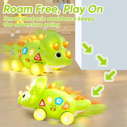 Seozio Dinosaur Baby Musical Toys, Dinosaur Tummy Time Toy with Musical for Kids, Early Learning Educational Crawling Toys Gifts for Toddlers Ages 1-3.
