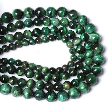 Natural Green Tiger Eye Stone Beads Round Loose Beads Energy Gemstone Healing Power for Jewelry Making 1 Strand 8mm 46pcs 15"