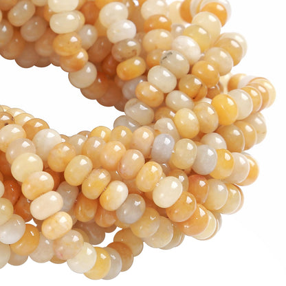 5x8mm 76pcs Natural Stone Yellow Aventurine Jade Rondelle Spacer Loose Beads Abacus Disk Stone Round Loose Gemstone Beads for Jewelry Making DIY Bracelet Necklace