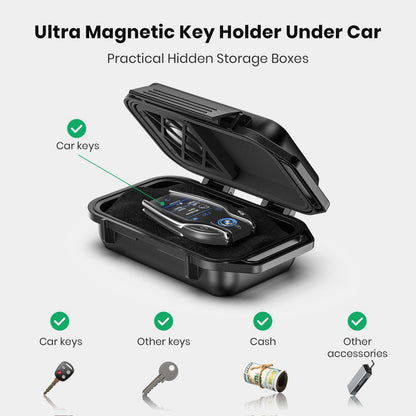PakWizz Upgraded Magnetic Key Box, Magnetic Key Holder Under Car, Hide a Key Magnetic Car, Waterproof & Dustproof Magnetic Key Hider Outdoor, Magnet Storage Box