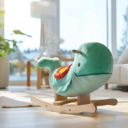 B. toys – Whale Rocker – Echo – Wooden Ride – On Rocking Toy for Toddlers – Classic & Durable Design – Active Play & Balance – 18+ Months – Adorable Whale Theme