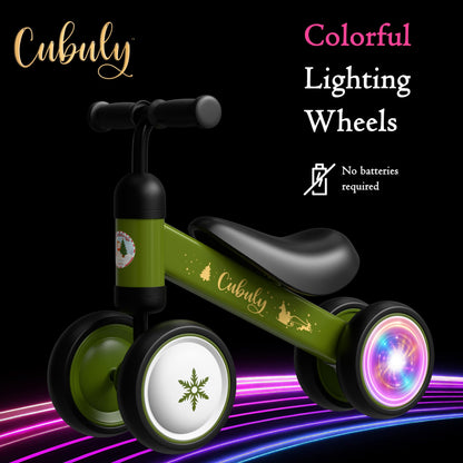 Cubuly Green Baby Balance Bike for 1-3 Year – First Birthday Boy Girl Gifts 12-36 Month Mini Bike|Colorful Lighting Wheels|Ride on Toys |Toddler Balance Bike 1-3 Indoor/Outdoor