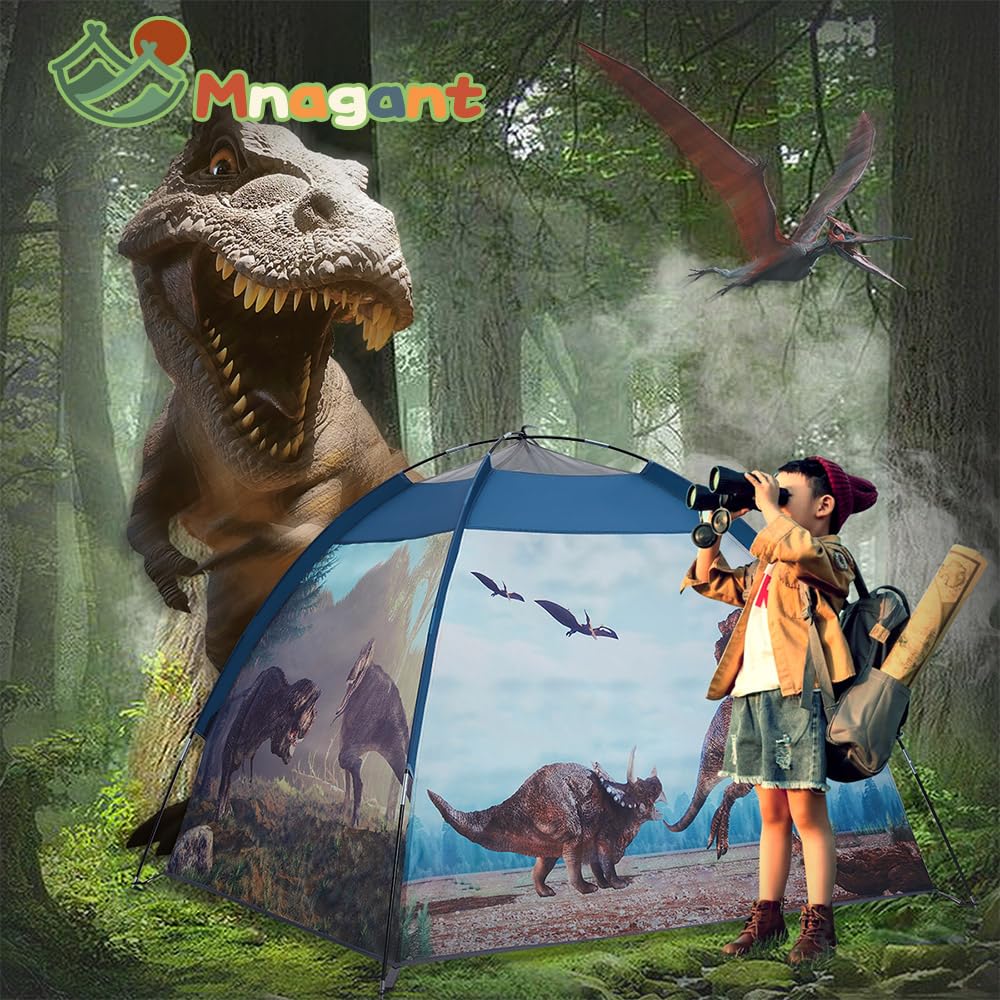 Mnagant Dinosaur Kids Play Tent-61”x61”x45”Realistic Dinosaur Kids Tent Indoor & Outdoor, Pop Up Play House for Kid, Boys & Girls Age 3-12