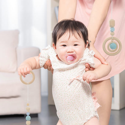 4Pcs Wood Toys Wooden Hanging Toy Wood Activity Pendant Dangling Teething Soother Nursery Decor Montessori Play Gym