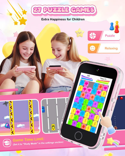 Kids Smart Phone for Girls, 3.5'' Touchscreen Kid Phones Toys for Girls 3 4 5 6 7 8 Years Old, Christmas Birthday Gift for Ages 3-8, Toddler Phone with Dual Camera, Music Player, Game, Habit Tracker
