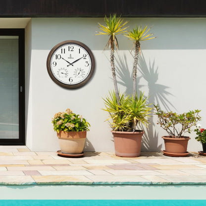 Outdoor Clocks for Patio Large Waterproof with Thermometer - 24 inch Indoor Outdoor Wall Clock with Temperature and Humidity Combo - Weatherproof, Accurate & Easy to Read for Pool, Garden & Home Decor