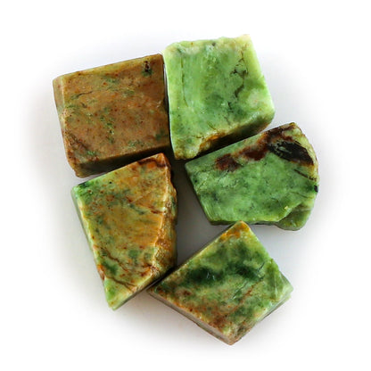 CRYSTALINES 5pcs Wholesale Natural Raw Chrysoprase Gemstone, Untreated Rough Stones, Bulk Loose Supplies, DIY Jewelry Making, Chakra Healing Crystals, Wire Wrapping, Gem Collection