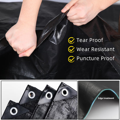 TEZONG Pond Liner,8x10Ft Pond Liners for Outdoor,28Mil PE Black Koi Fish Pond Liner,Reinforced Pond Underlayment for Water Garden,Waterfall,Fountain