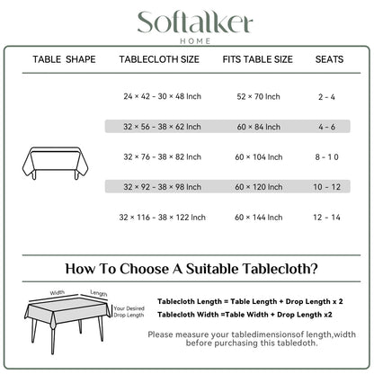Softalker Jacquard Christmas Tablecloth Rectangle - Geometric Line Red Thick Table Cloth Waterproof & Stain Resistant Washable Table Covers for Xmas Eve/Family Dinner/Holiday Party (60 x 84 inch)