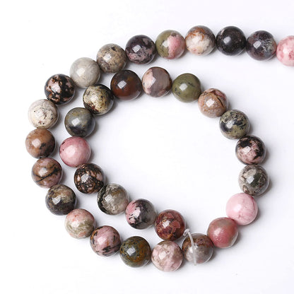 90PCS 8mm Natural Black Lace Rhodonite Beads Healing Power Stones Round Loose Gemstone Beads for Jewelry Making DIY Bracelet Necklace 32" 2 Strands
