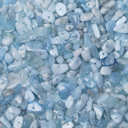 LAIDANLA Aquamarine 400pcs Natural Chip Stone Beads 5-8mm Healing Crystal Irregular Gemstones Drilled DIY Loose Rocks Bead Crystal for Bracelet Earrings Necklace Jewelry Making Crafting