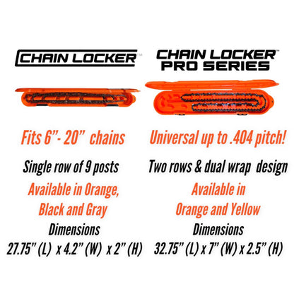 Original Chainsaw Chain Storage - Universal Portable Saw Chain Holder Case For all Chains up to 20” Inch Blades - Can Stack 2 Inches Deep, Fits a Minimum of 8 Chains, Made in USA - Orange