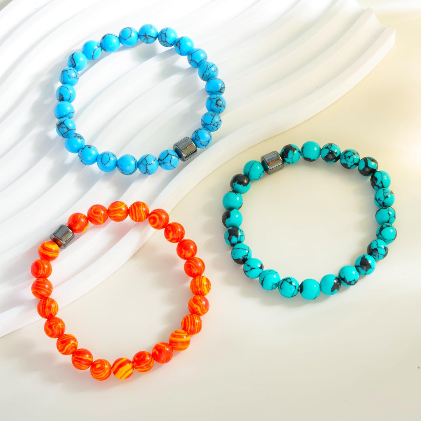 ZHDHDQ 3PCS Glame Anti Alcohol Bracelet for Men Women，Stone Volcanic Stone Reduce the Urge Drinking Alcohol Manifestation Relieve Anxiety Stress Jewelry Gift (colorful)