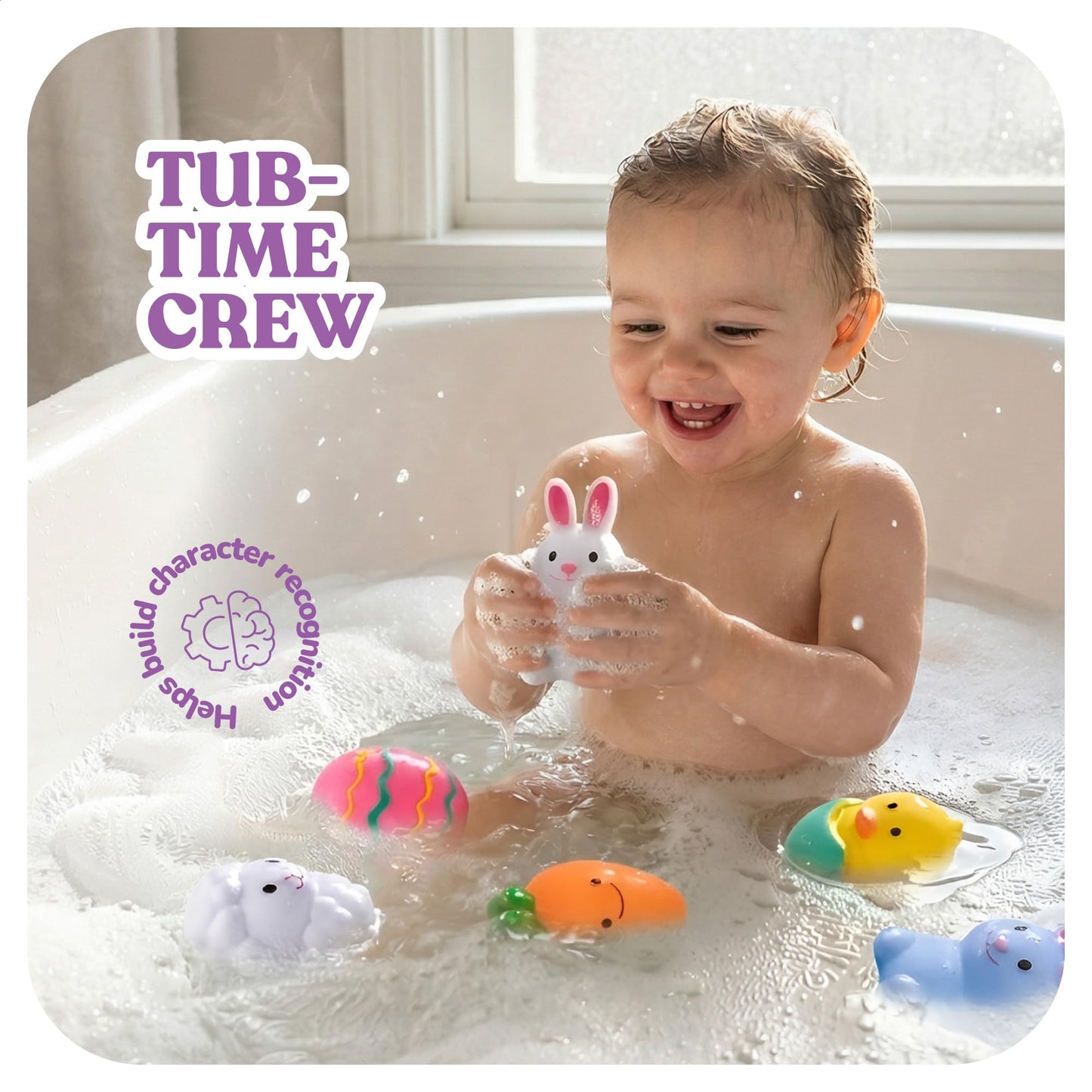 ArtCreativity Easter Basket Stuffers for Toddlers, Mold Free Bath Toys, 6 Pack, No Hole Easter Bath Toys, Soft Squeezable Bathtub Toys for Baby & Toddler, Great Easter Gifts for Kids 6 Month+