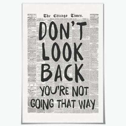 Black and White Retro Newspaper Wall Art Trendy Inspirational Quote Poster Don't Look Back Positive Motivational Affirmation Print Preppy Aesthetic Room Apartment Bedroom Decor 12x18inch Unframed