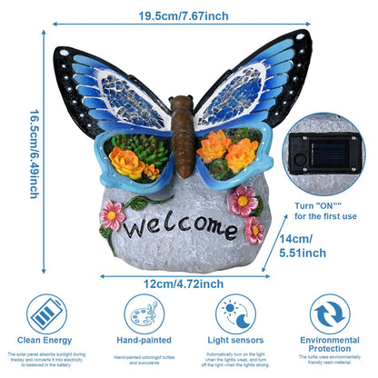 Yiosax-Garden Statue Butterfly Decor-Solar Outdoor Butterfly Light-Butterfly Figurine Decoration for Patio,Balcony,Yard,Lawn Ornament Garden Gift Women Mom