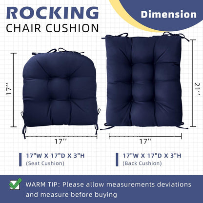 TESICA Set of 1 Indoor Outdoor Chair Cushion Waterproof High Back Rocking Chair Cushions Soft Patio Chair Pad for Lounger Recliner Navy Blue